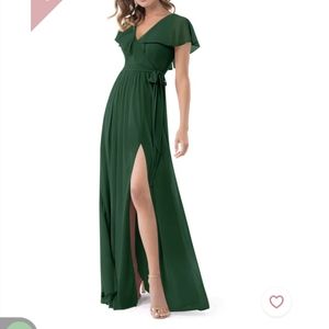Azazie Bridesmaid Dark Green Dress Size 6